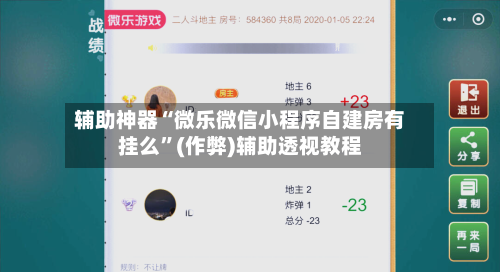 辅助神器“微乐微信小程序自建房有挂么”(作弊)辅助透视教程-第2张图片
