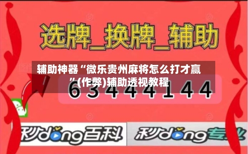 辅助神器“微乐贵州麻将怎么打才赢	”(作弊)辅助透视教程-第3张图片