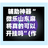 辅助神器“微乐山东麻将真的可以开挂吗”(作弊)辅助透视教程-第2张图片