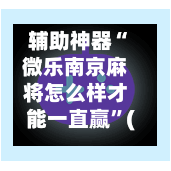 辅助神器“微乐南京麻将怎么样才能一直赢”(作弊)辅助透视教程