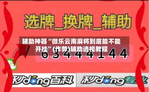 辅助神器“微乐云南麻将到底能不能开挂”(作弊)辅助透视教程-第2张图片