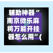 辅助神器“南京微乐麻将万能开挂器怎么用”(作弊)辅助透视教程-第2张图片