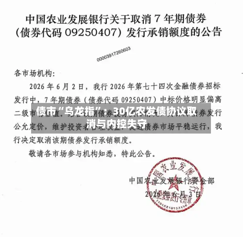 债市“乌龙指”：30亿农发债协议取消与内控失守-第3张图片