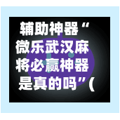 辅助神器“微乐武汉麻将必赢神器是真的吗”(作弊)辅助透视教程-第2张图片
