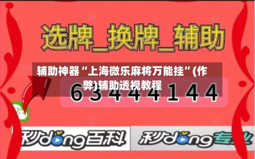 辅助神器“上海微乐麻将万能挂”(作弊)辅助透视教程