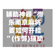 辅助神器“微乐南京麻将要如何开挂”(作弊)辅助透视教程-第2张图片