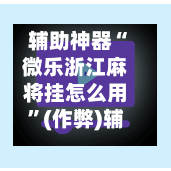 辅助神器“微乐浙江麻将挂怎么用”(作弊)辅助透视教程