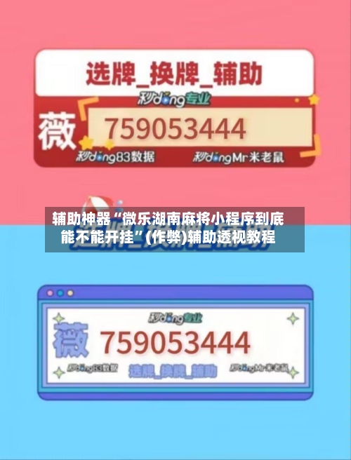 辅助神器“微乐湖南麻将小程序到底能不能开挂”(作弊)辅助透视教程-第2张图片