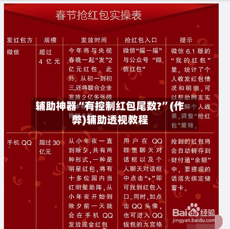 辅助神器“有控制红包尾数?”(作弊)辅助透视教程