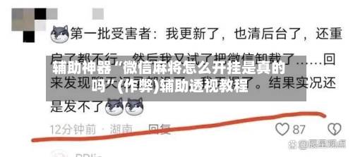 辅助神器“微信麻将怎么开挂是真的吗”(作弊)辅助透视教程