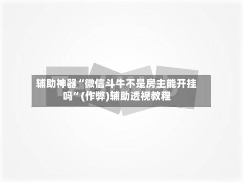 辅助神器“微信斗牛不是房主能开挂吗”(作弊)辅助透视教程-第2张图片