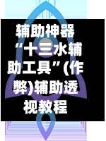 辅助神器“十三水辅助工具”(作弊)辅助透视教程