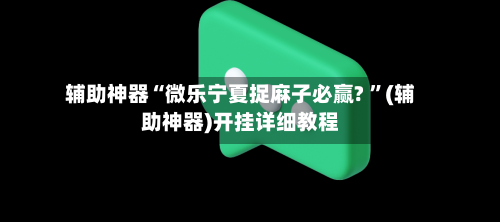 辅助神器“微乐宁夏捉麻子必赢? ”(辅助神器)开挂详细教程-第3张图片