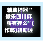 辅助神器“微乐四川麻将有挂么”(作弊)辅助透视教程